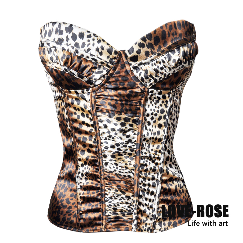 free shipping Fashion sexy women tight corset leopard print vest small vest tube top tube top