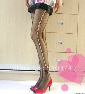 FREE SHIPPING Fashion side Hollow out Bowknot pantyhose lace pattern hollow mesh stockings Wholesale 10PC/LOT