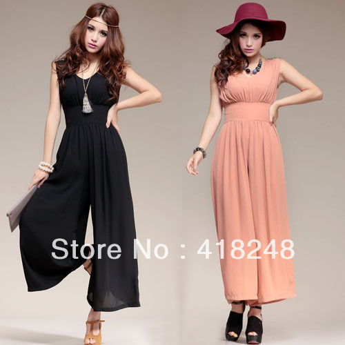 Free Shipping Fashion  Sleeveless Elegant Chiffon High Quality  Ladies'  Jumpsuit