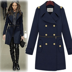 Free shipping- fashion slim 2012 ruslana korshunova wool thickening overcoat trench women's winter coat