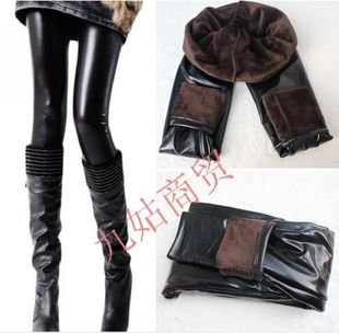 free shipping Fashion slim faux patent leather matte thickening legging