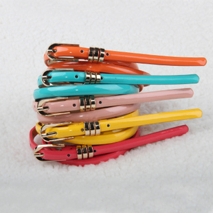 Free Shipping Fashion thin belt female candy color all-match japanned leather belt decoration strap brief small belt