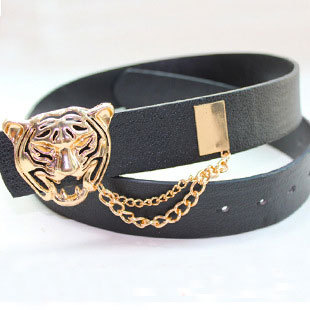 Free Shipping, Fashion Tiger Leopard Design Women's Chain Leather Belt Waistband 1077