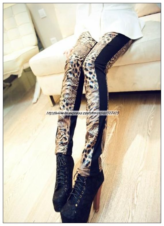 Free Shipping+ Fashion Tiger Pattern Leggings for Women+ New Arrival Stitching Trouses+ PU Leather+EL002