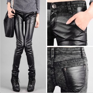 Free shipping! Fashion two sides fashion matt PU pants pencil pants skinny pants long trousers women's jeans Hot sale