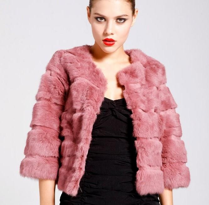 Free Shipping Fashion Wholeskin Rabbit Fur Coat Retail/wholesale/OEM Drop shipping Factory Sale