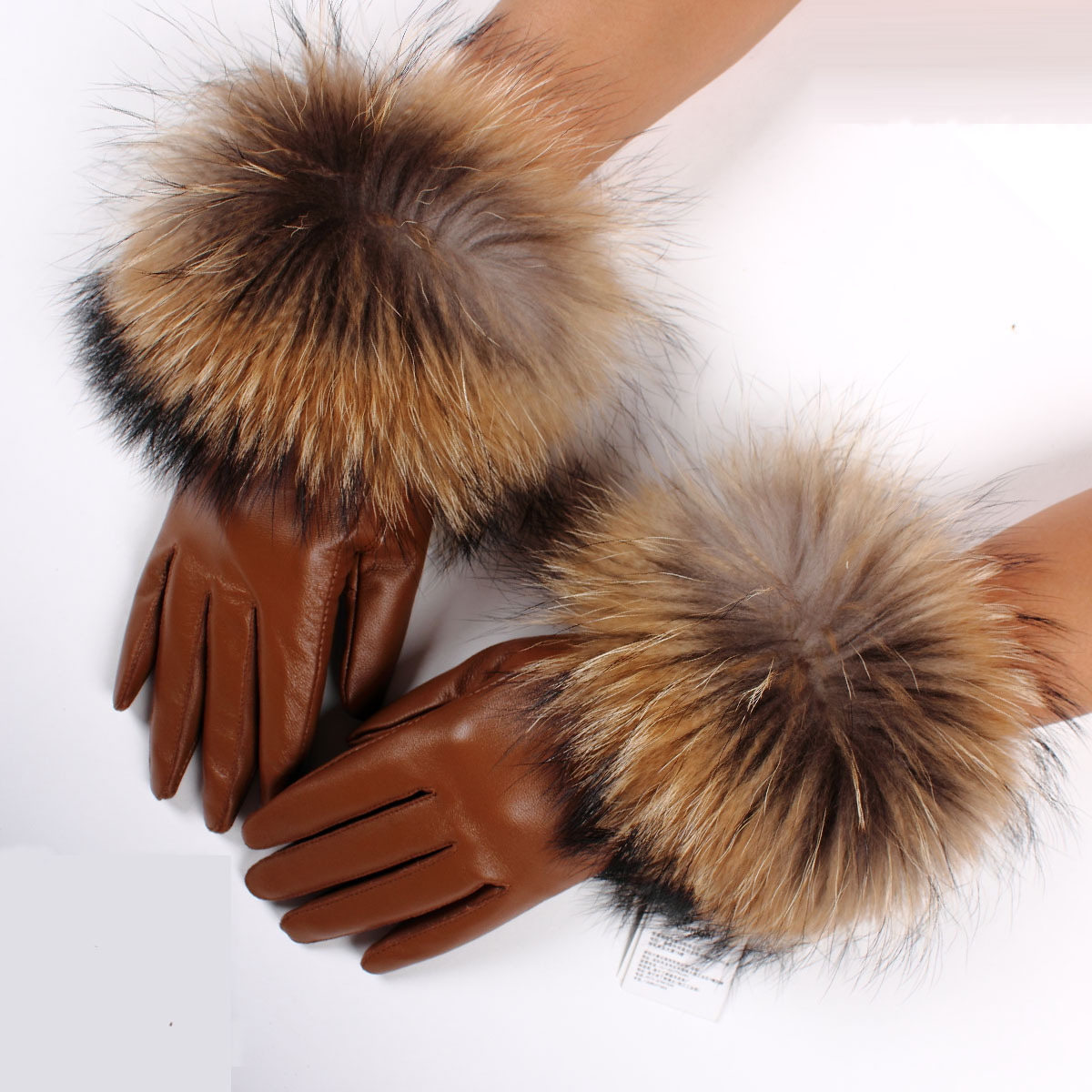 Free shipping fashion winter new arrival ultralarge raccoon fur genuine leather gloves quality accessories sheepskin fur mittens