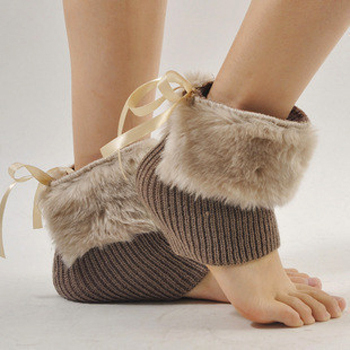 Free Shipping Fashion woman knitted fur socks winter leg warmers