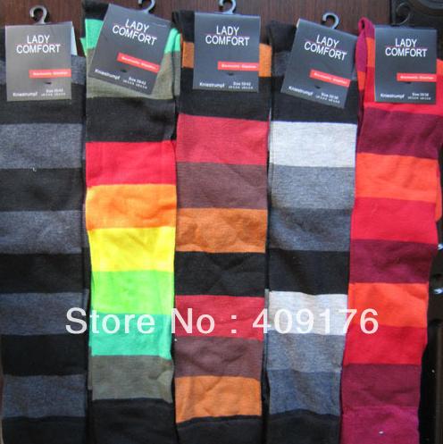 Free shipping Fashion Women & Men long socks colorful striped leg warmers student dress leggings sox