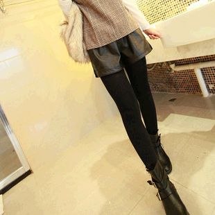 Free shipping Fashion women's 2013 spring and summer fashion slim small leather personalized leather shorts boot cut jeans