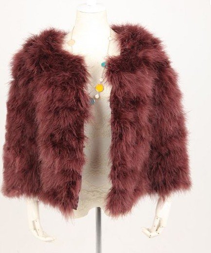 free shipping fashion women's /ladies' winter genuine ostrich  fur  feather coat /outerwear fur coat short design cotton padded