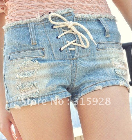 Free Shipping fashion women's Low waist strap denim shorts 5011 hot shorts