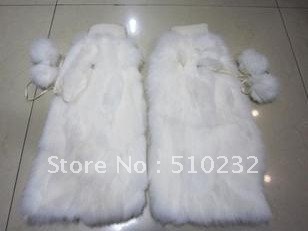 Free Shipping! Fashion women's rabbit fur leg warmer, white color with lacing fastening