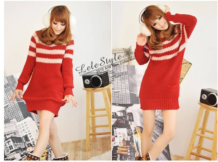 Free Shipping Fashion Women's Sweater, Winter Lady's O-Neck Sweaters ,Sweater Dress 1118