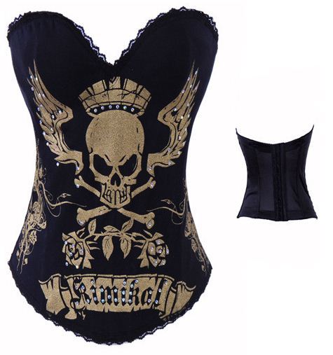 Free shipping fashion women's underwear skeleton printing corsets sexy underwear