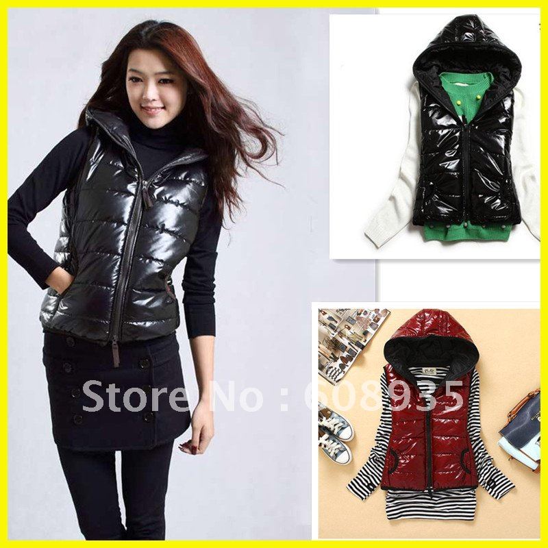 Free shipping.fashion women's winter hooded coat thermal silk wadded jacket vest ,women's winter snow Down vest 4colors.T020