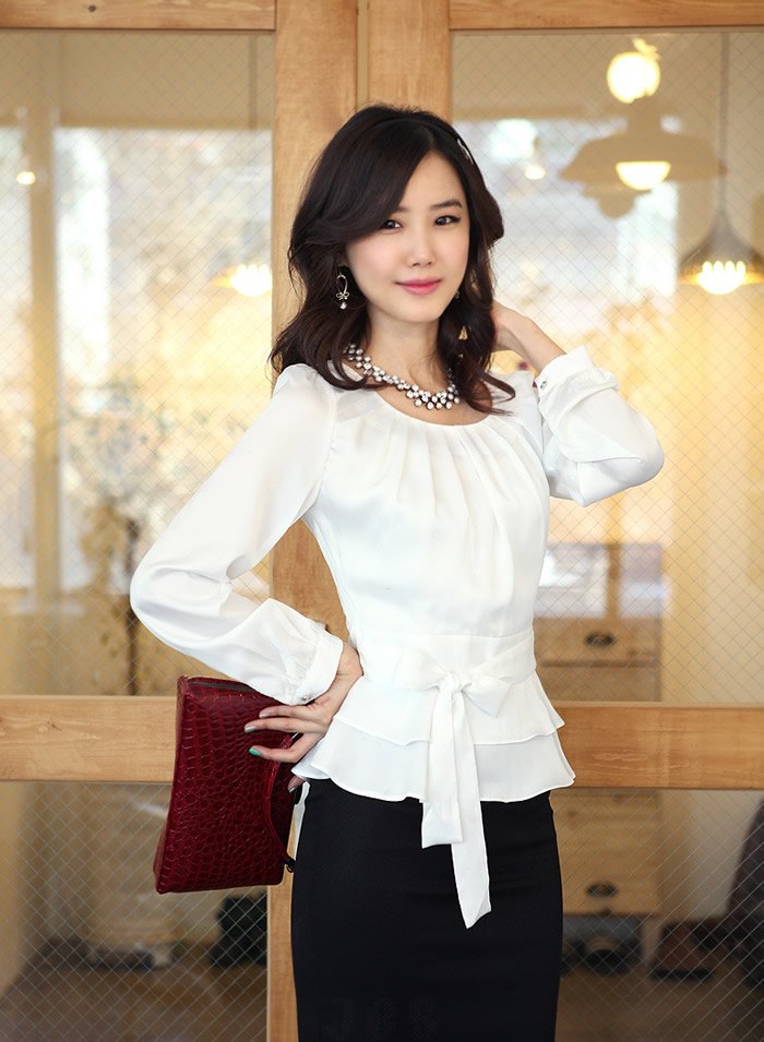 Free shipping  fashion women shirts OL dress shirt  fashionable tops office lady rayon tops  long sleeve  formal work blouses