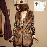 free shipping Fashion za luxury medium-long female outerwear wool fur vest belt plus size