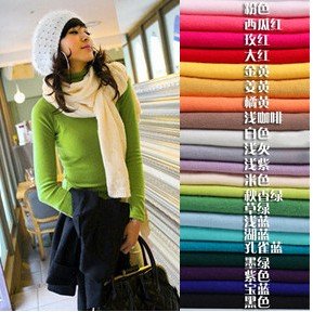 Free Shipping,Fasion Women's Long Sleeve Highneck Cashmere Imitation Render Sweater,12 Color