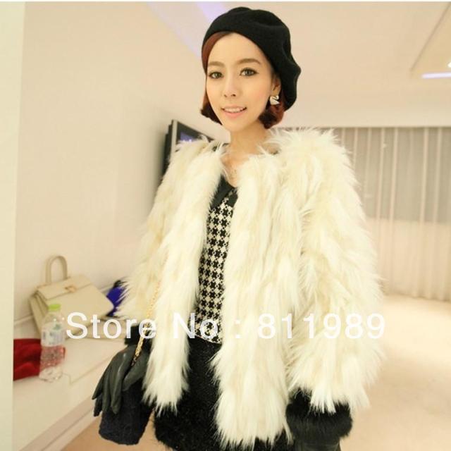 Free shipping faux coat for women  peacock wool women's faux fur wool outerwear short design full leather o-neck female fur