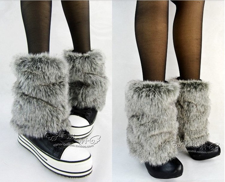 Free Shipping Faux fur booties boot covers wool woman leg warmer