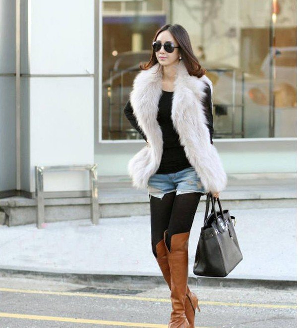 Free shipping  Faux Fur Vest Jacket (with belt)