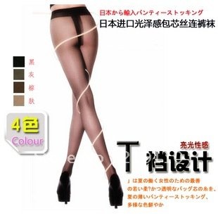 Free shipping fee sexy Ultra-thin 15D cored wire vertical line striped T file sexy stockings