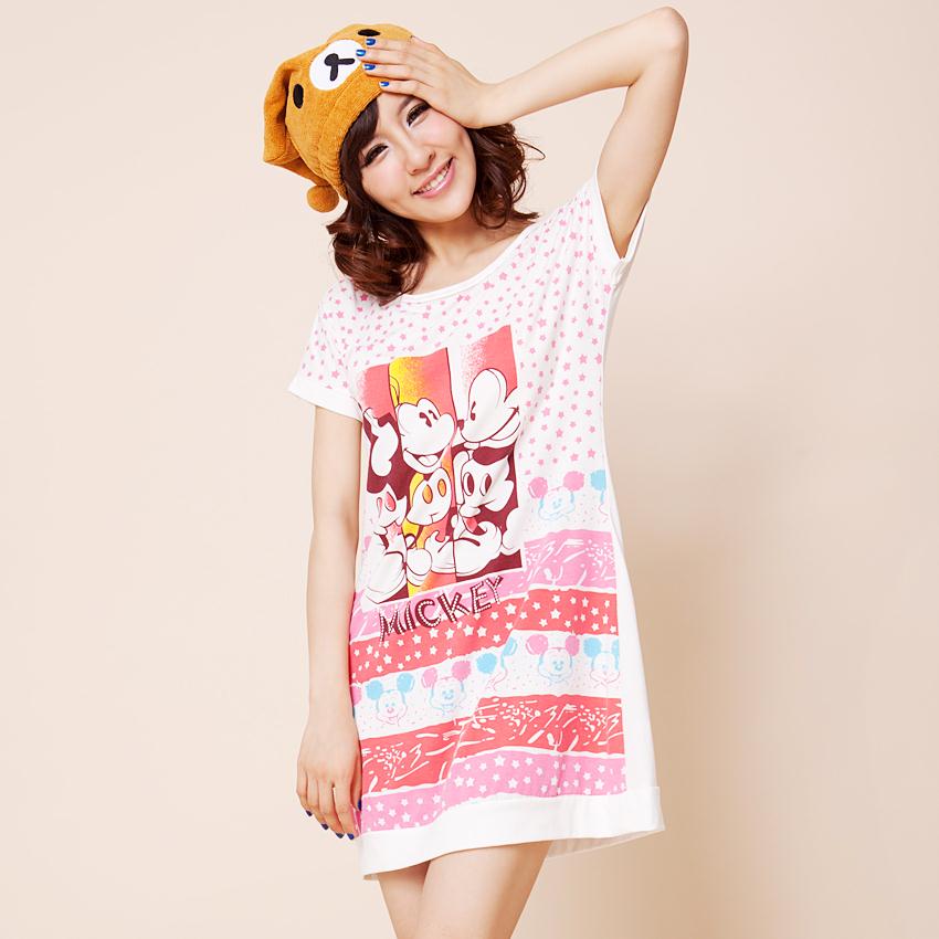 free shipping Female nightgown 100% cotton nightgown female casual lounge MICKEY cartoon nightgown sleepwear