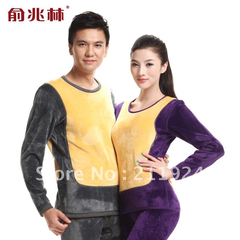 Free shipping Female plus velvet thickening thermal underwear set 100% cotton big o-neck kneepad autumn