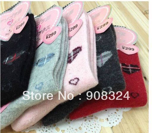 free shipping Female  rabbit wool women socks/warm winter mid-long flower+dot+deer+love+strawberry design