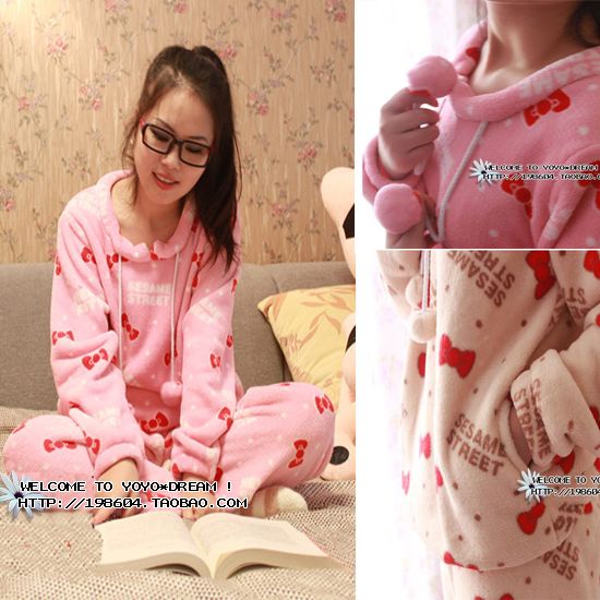 free shipping Female spring and autumn coral fleece sphere long-sleeve sleepwear lounge set at home service