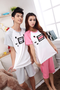 free shipping Female twinset lovers short-sleeve cartoon sleepwear set lounge