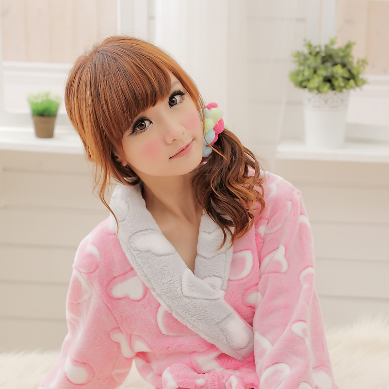 Free Shipping Fick's autumn and winter clothing lovers robe thickening coral fleece sleepwear male women's long bathrobe lounge