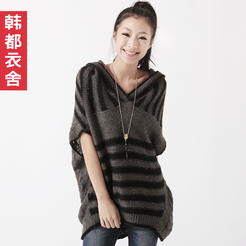 FREE SHIPPING Flagship HSTYLE 2013 autumn women's hooded sleeveless loose sweater