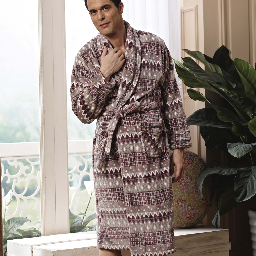 Free shipping  flannel robe male thermal cotton-padded lounge winter new arrival 3361