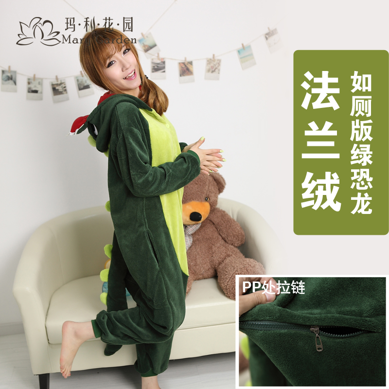 Free shipping Flannel sleepwear cartoon animal one piece lovers lounge winter paragraph thickening