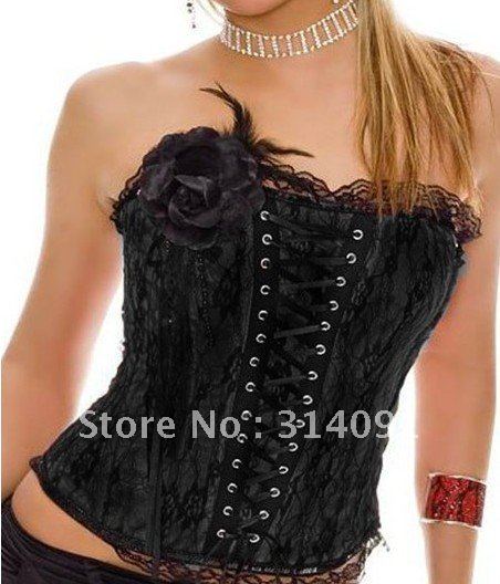 Free shipping!! Flower Lace Boned Corset White Sexy Lingerie corset bustier Wholesale retail 8183