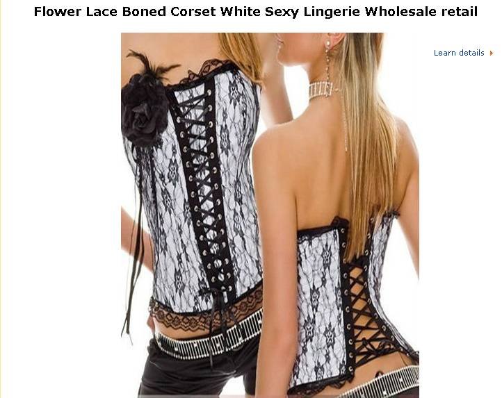 Free shipping!! Flower Lace Boned Corset White Sexy Lingerie Wholesale retail 8183