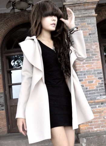 Free Shipping, Flower times . 2013 women's fashion handsome with a hood long design trench outerwear