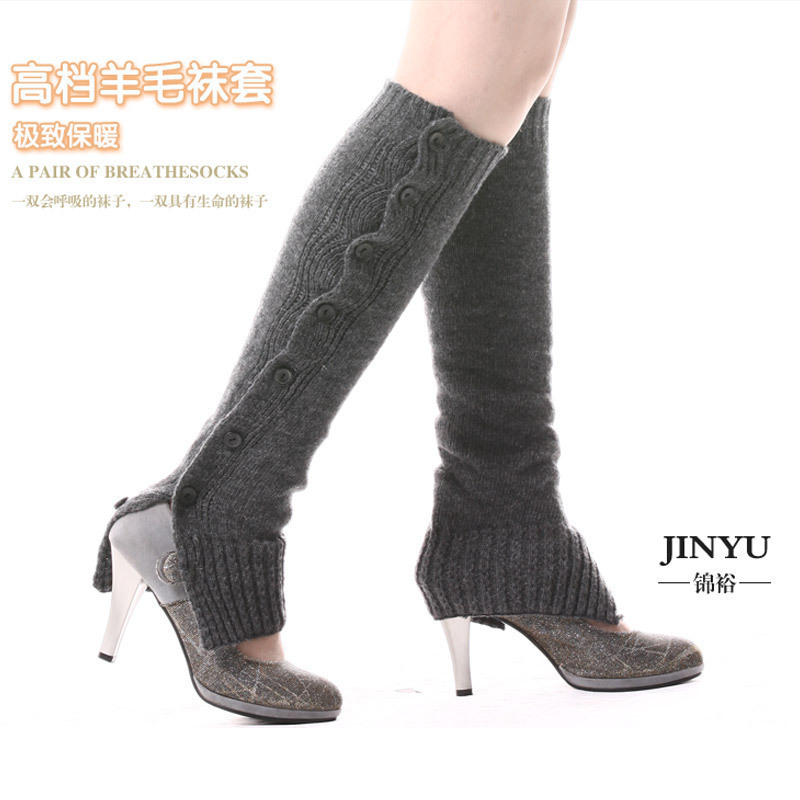 Free-shipping for 5 pairs of "JINYU" branded Women's fashion leg warmers,Buttoned at sides,solid colour,thermo and warm wearing