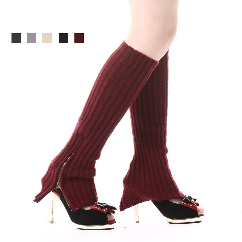 Free-shipping for 5 pairs of "JINYU" branded Women's fashion leg warmers,striped self-jacquard,zippered at bottom,slim looking