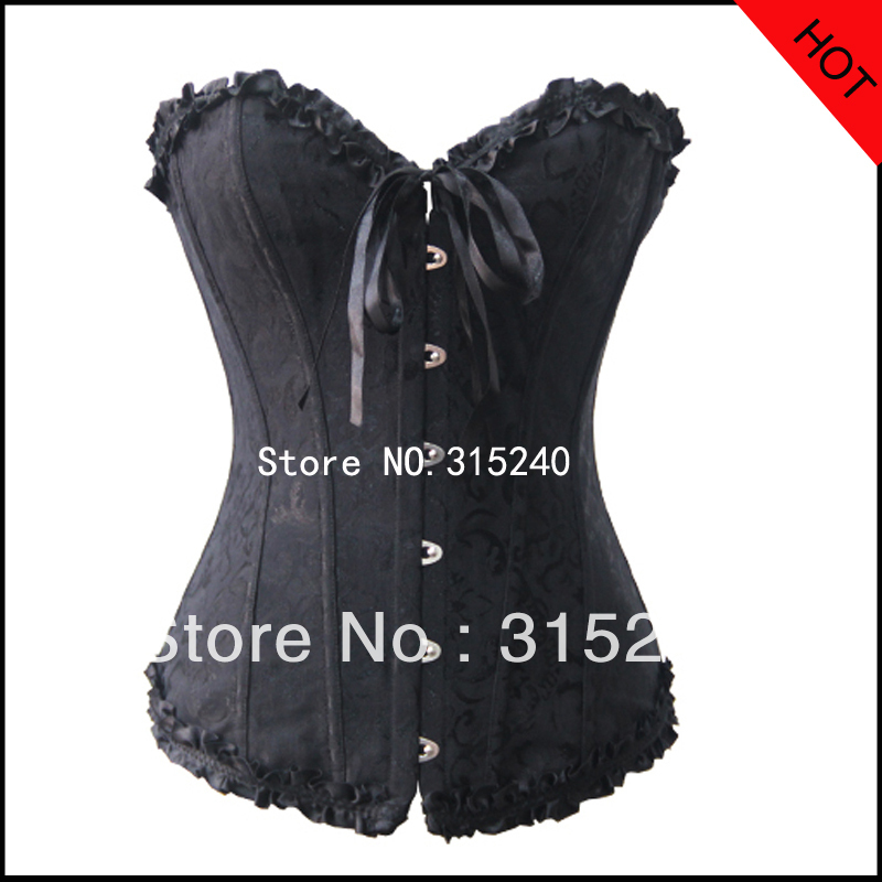 Free shipping for black jacquard weave corsets tops