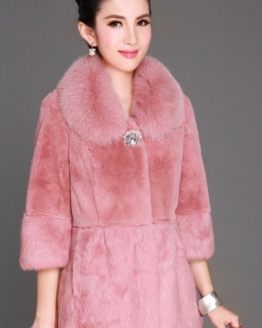 Free Shipping For High-grade Import rabbit hair fox fur coat coat