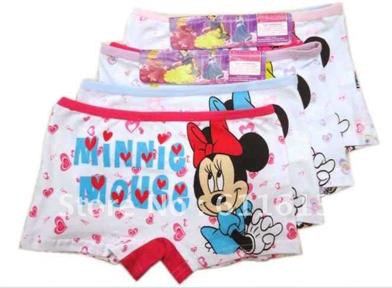 FREE SHIPPING for Minnie cartoon girls straight Angle underwear (12 pcs/lots)12pcs