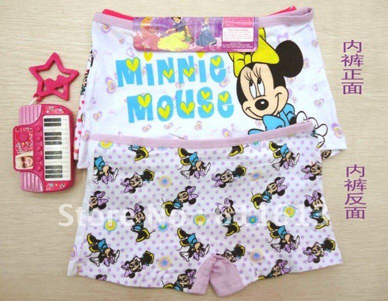 FREE SHIPPING for Minnie cartoon girls straight Angle underwear (24 pcs/lots)24pcs