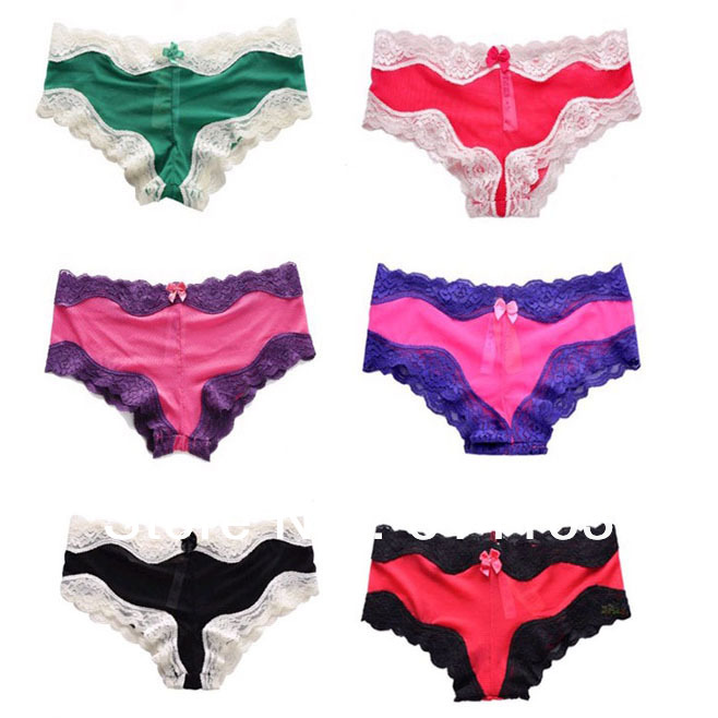 Free Shipping  For VS Pink Translucent Lace panties,Newest and Fashional Design,Color Mixed.