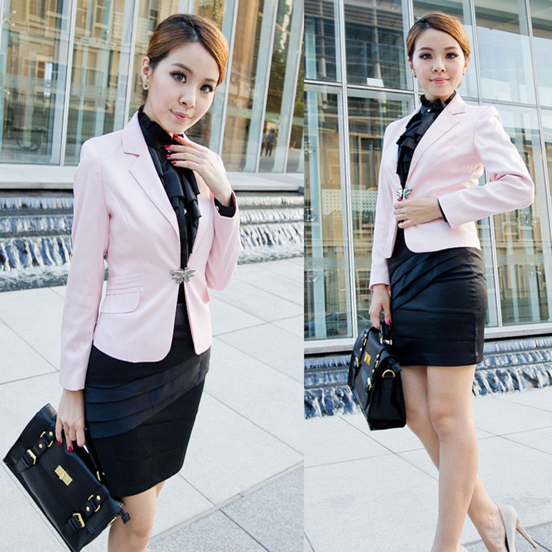 Free shipping Formal work wear women's suit women's skirt fashion white collar ol occupational set autumn