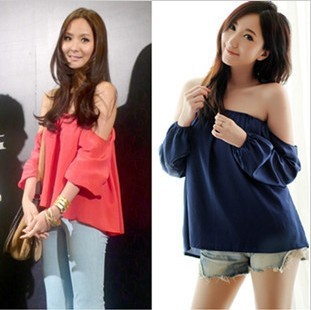 free shipping free shipping 2013 strapless ladies all-match candy slit neckline tube top chiffon t-shirt