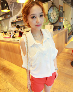 free shipping free shipping Fashion spring and autumn 2013 women's top opening strapless shirt chiffon shirt t-shirt