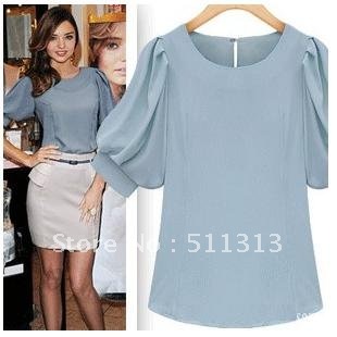 FREE SHIPPING fresh fashion slimming bubble short sleeve all-match women shirts